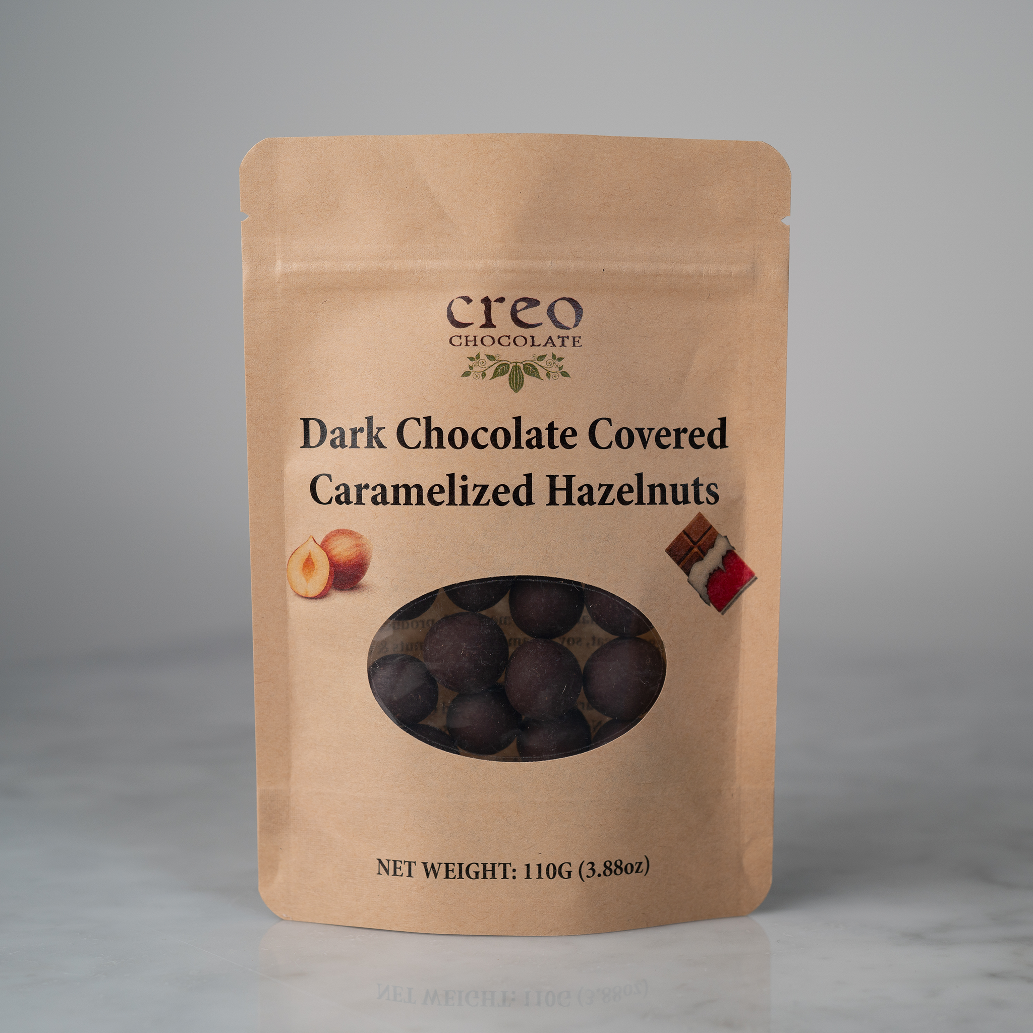 Dark Chocolate Covered Caramelized Hazelnuts