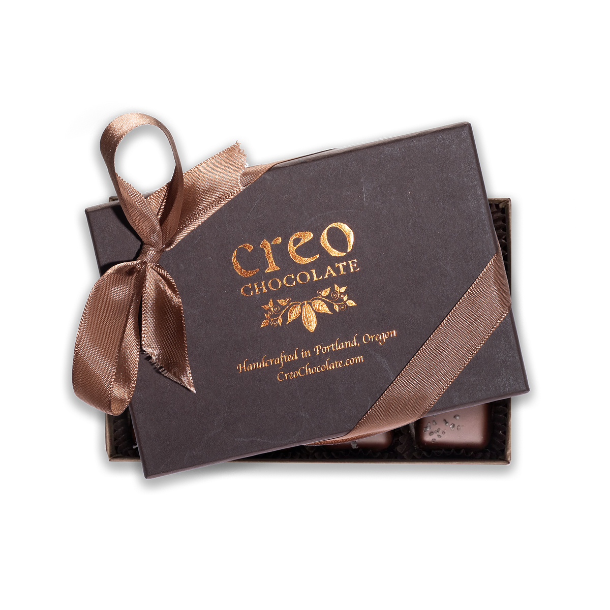 Salted Dark Chocolate Caramels | Black Lava Candy | Creo Chocolate
