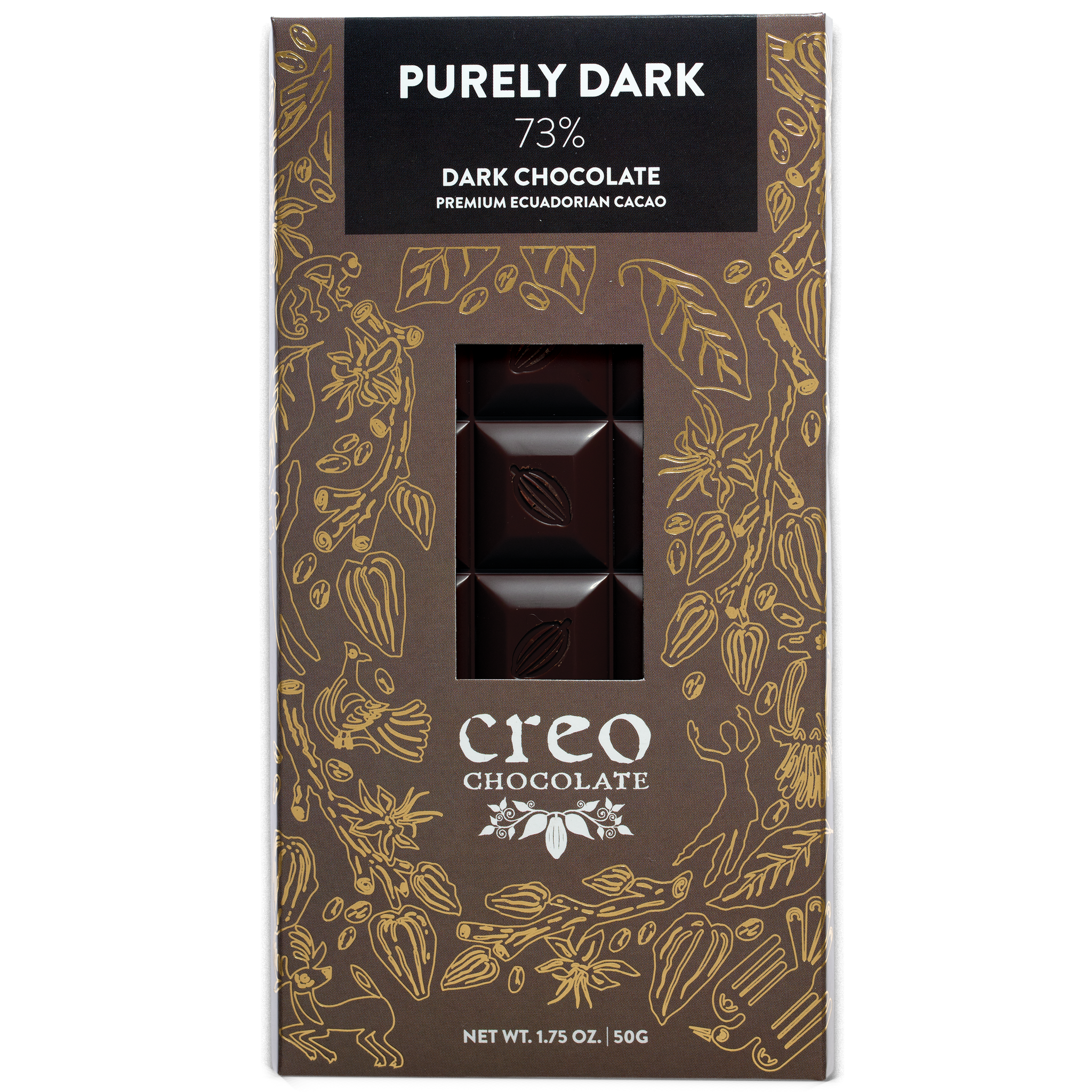 Purely Dark Chocolate 73% | Ecuadorian Cacao Bar | Creo Chocolate