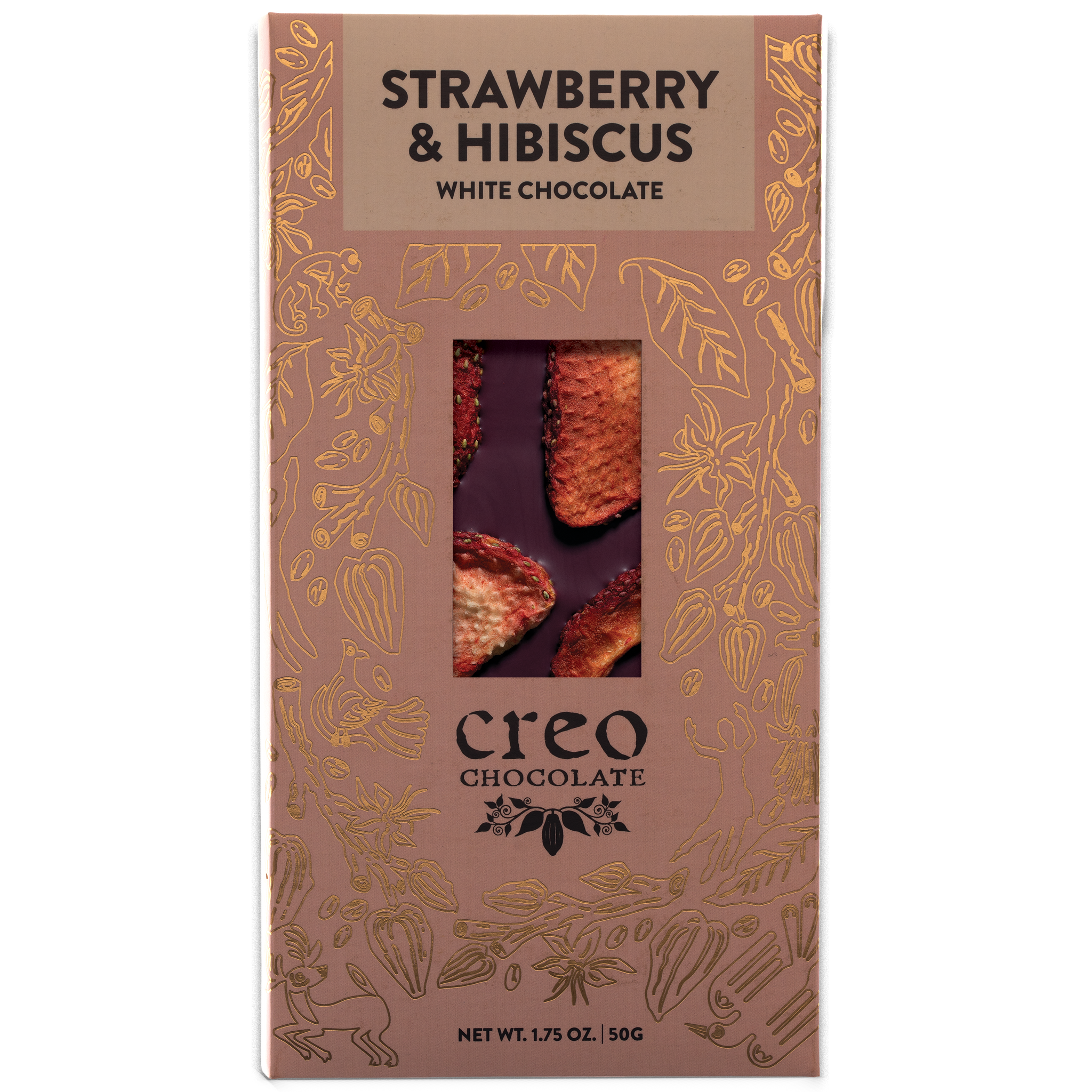 White Chocolate Bar with Strawberry & Hibiscus | Creo Chocolate