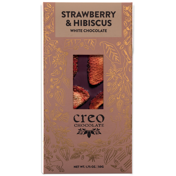 Strawberry & Hibiscus Chocolate | White Chocolate Bars | Creo