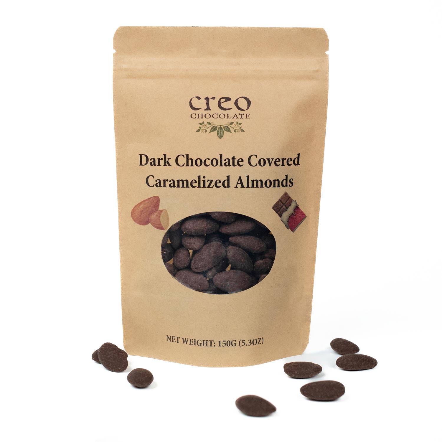 Dark Chocolate Covered Caramelized Almonds