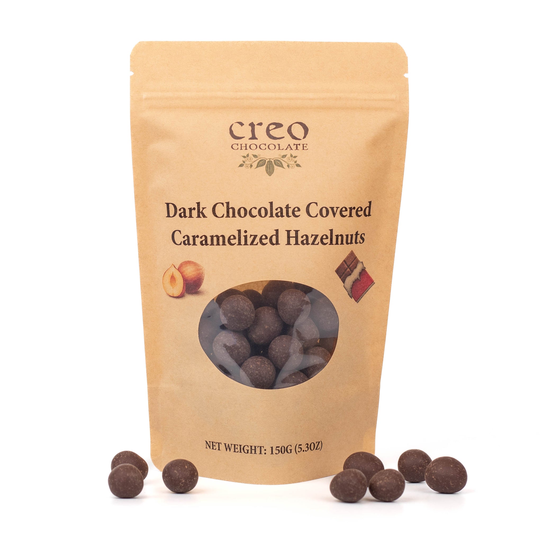 Dark Chocolate Covered Caramelized Hazelnuts