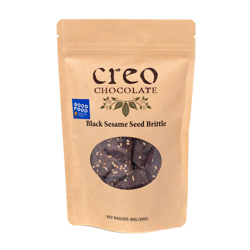 bag of creo chocolate black sesame seed brittle